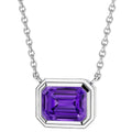 Oravo East West Bezel Set Gemstone Pendant Necklace With Adjustable Chain In Sterling Silver