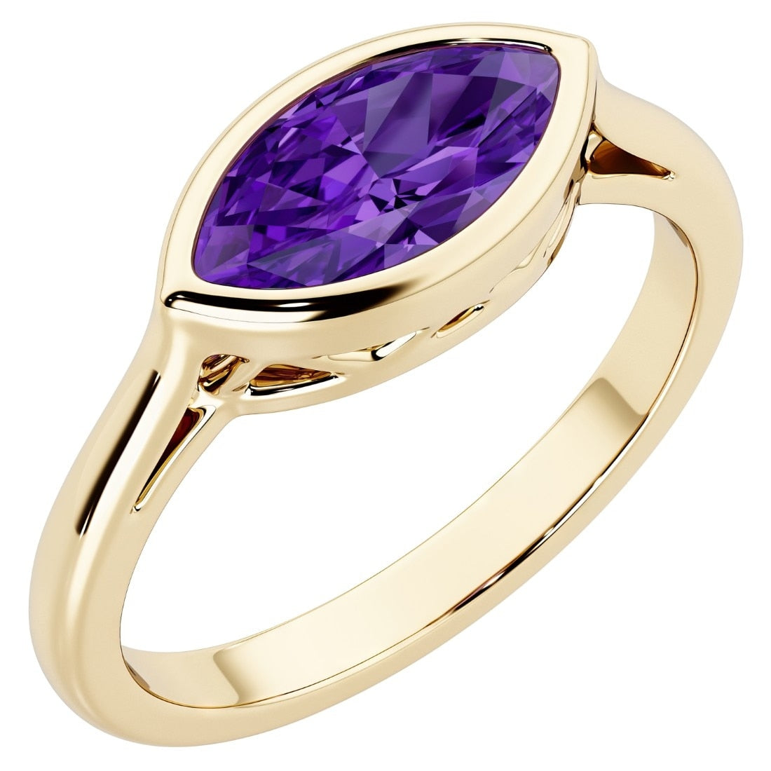 Oravo East West Marquise Gemstone Ring In Yellow Gold Plated Sterling Silver