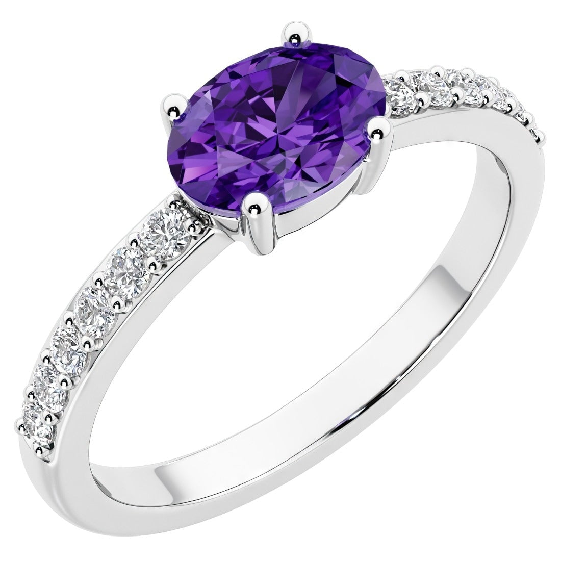 Oravo East West Oval Gemstone Ring In Sterling Silver