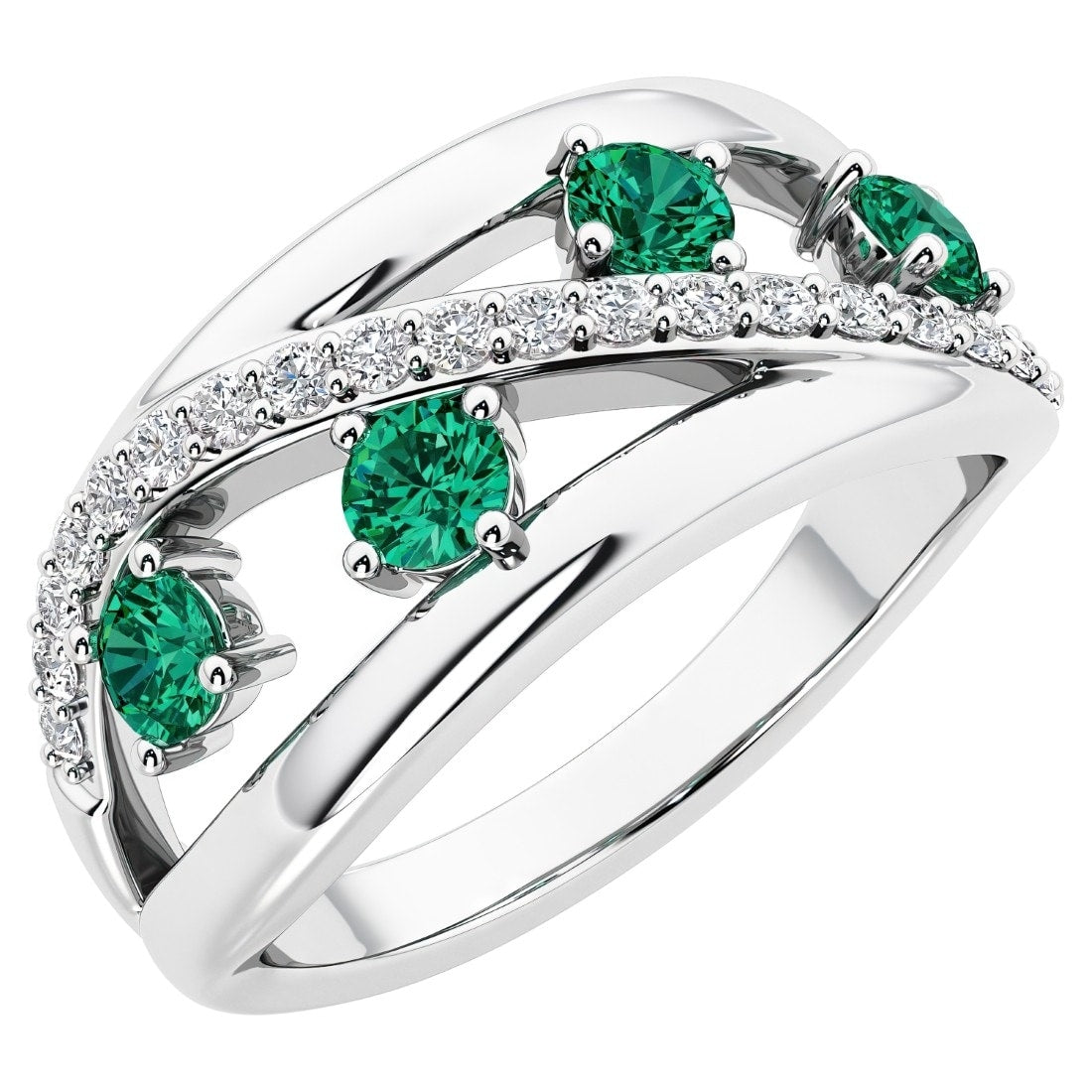 Oravo Gemstone Crossover Ring In Sterling Silver