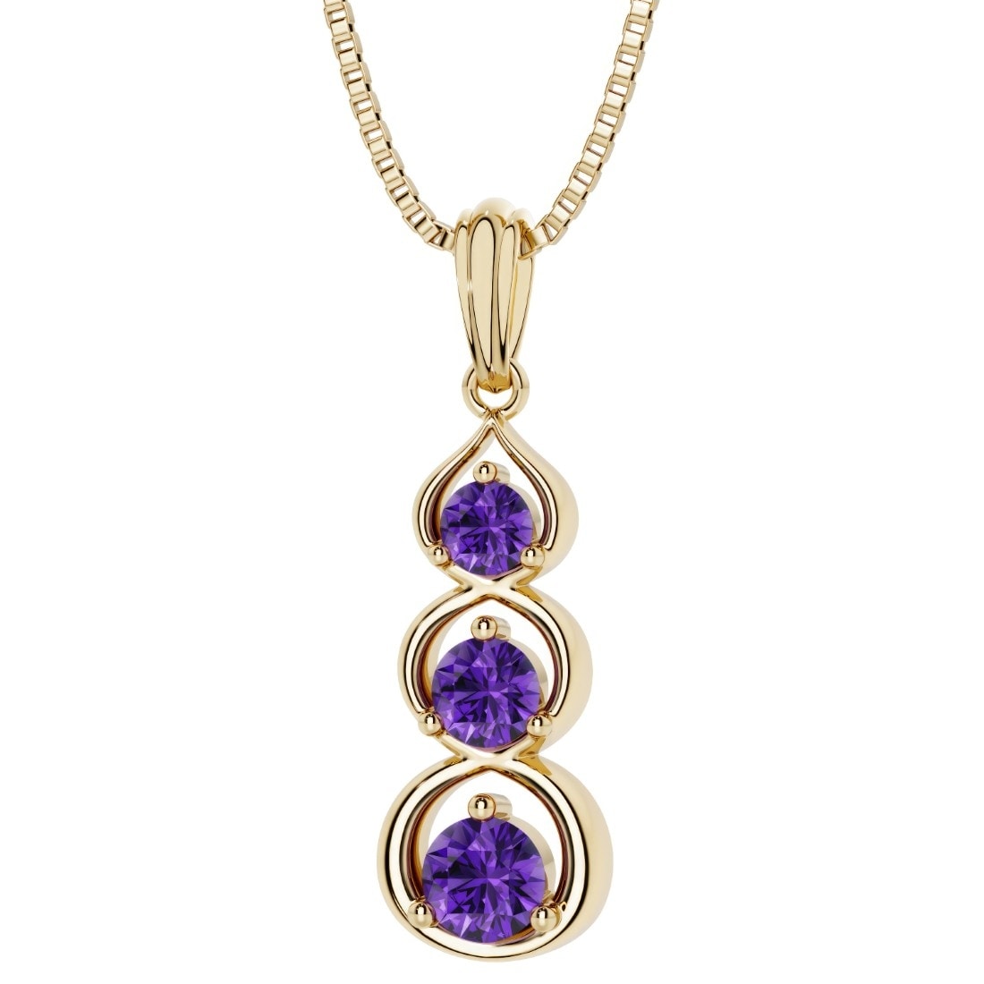 Oravo Gemstone Drop Pendant In Yellow Gold Plated Sterling Silver