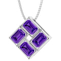 Oravo Greek Key Inspired Gemstone Pendant In Sterling Silver