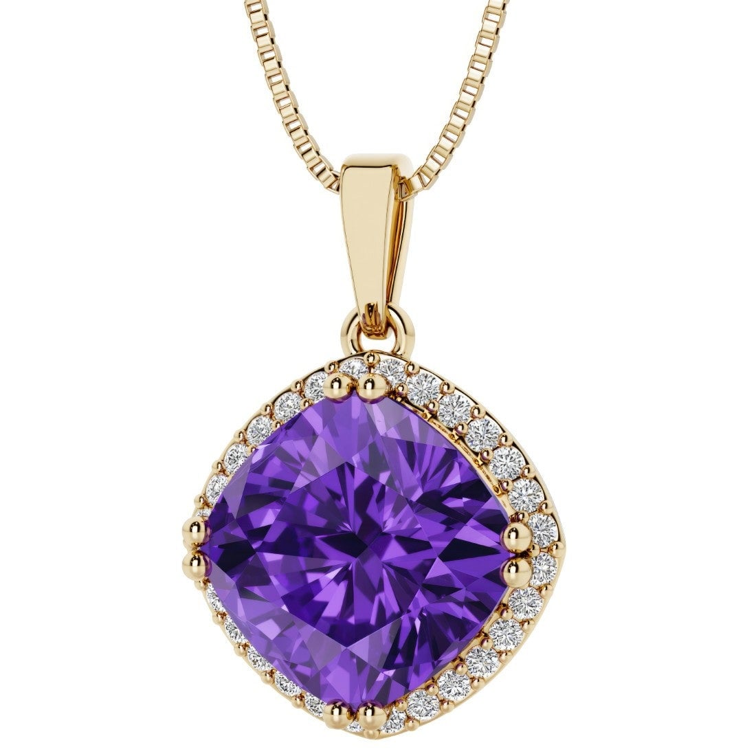 Oravo Halo Gemstone Pendant In Yellow Gold Plated Sterling Silver