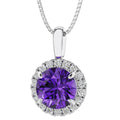 Oravo Halo Gemstone And Lab Diamond Pendant In Sterling Silver