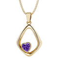 Oravo Heart Gemstone Pendant Necklace In Yellow Gold Plated Sterling Silver