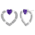 Oravo Heart Shape Gemstone Stud Earrings In Sterling Silver