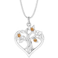 Oravo Heart Shape Tree Of Life Gemstone Pendant In Sterling Silver