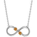 Oravo Infinity Loop Gemstone Pendant With Adjustable Chain In Sterling Silver