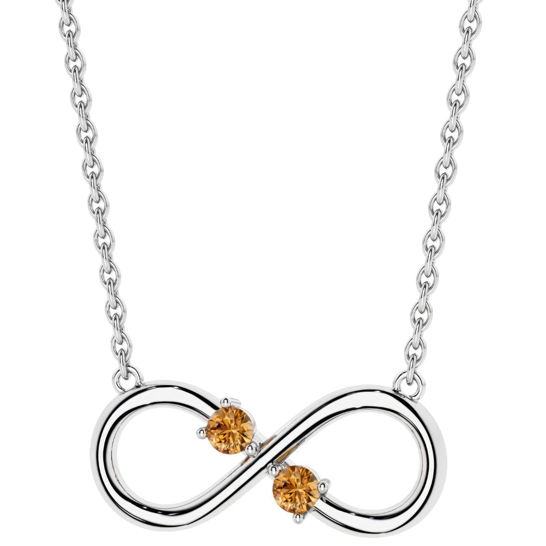 Oravo Infinity Loop Gemstone Pendant With Adjustable Chain In Sterling Silver