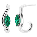 Oravo J Hoop Marquise Gemstone Earrings In Sterling Silver