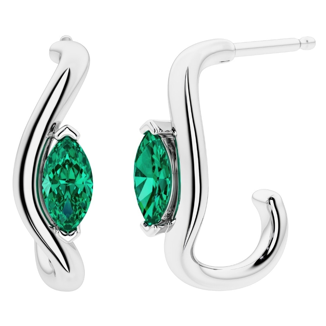 Oravo J Hoop Marquise Gemstone Earrings In Sterling Silver