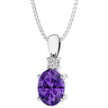 Oravo Oval Shape Gemstone Pendant With Lab Diamond Accent In Sterling Silver