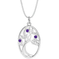 Oravo Oval Shape Tree Of Life Gemstone Pendant In Sterling Silver