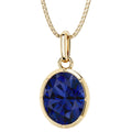 Oravo Oval Solitaire Gemstone Pendant Necklace In Yellow Gold Plated Sterling Silver