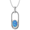 Oravo Paper Clip Design Gemstone Pendant With Lab Diamonds In Sterling Silver