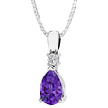 Oravo Pear Shape Gemstone Pendant With Lab Diamond Accent In Sterling Silver