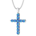Oravo Round Gemstone Cross Pendant Necklace In Sterling Silver