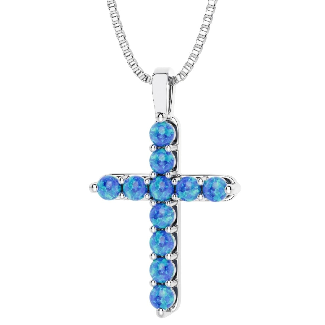 Oravo Round Gemstone Cross Pendant Necklace In Sterling Silver