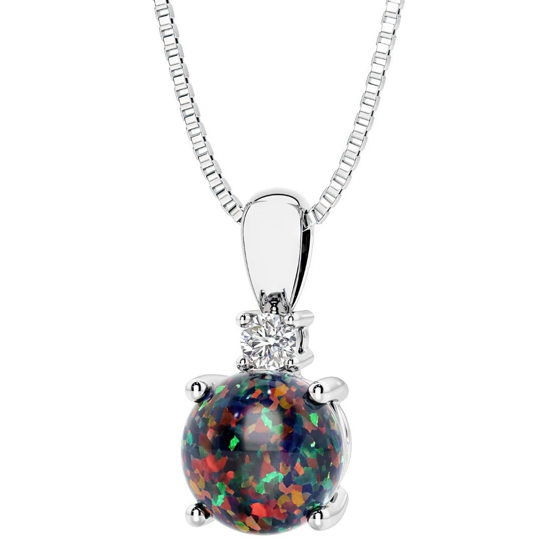 Oravo Round Gemstone Pendant With Lab Diamond Accent In Sterling Silver