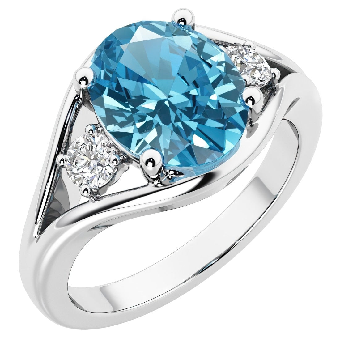 Oravo Split Shank Gemstone Ring In Sterling Silver