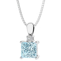 Oravo Square Shape Gemstone Pendant With Lab Diamond Accent In Sterling Silver