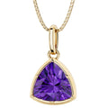 Oravo Trillion Solitaire Gemstone Drop Pendant Necklace In Yellow Gold Plated Sterling Silver