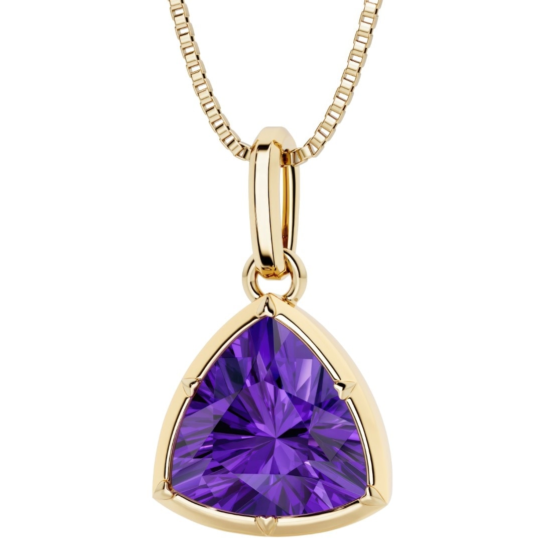 Oravo Trillion Solitaire Gemstone Drop Pendant Necklace In Yellow Gold Plated Sterling Silver