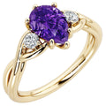 Oravo Twisted Vine Gemstone Ring In Yellow Gold Plated Sterling Silver