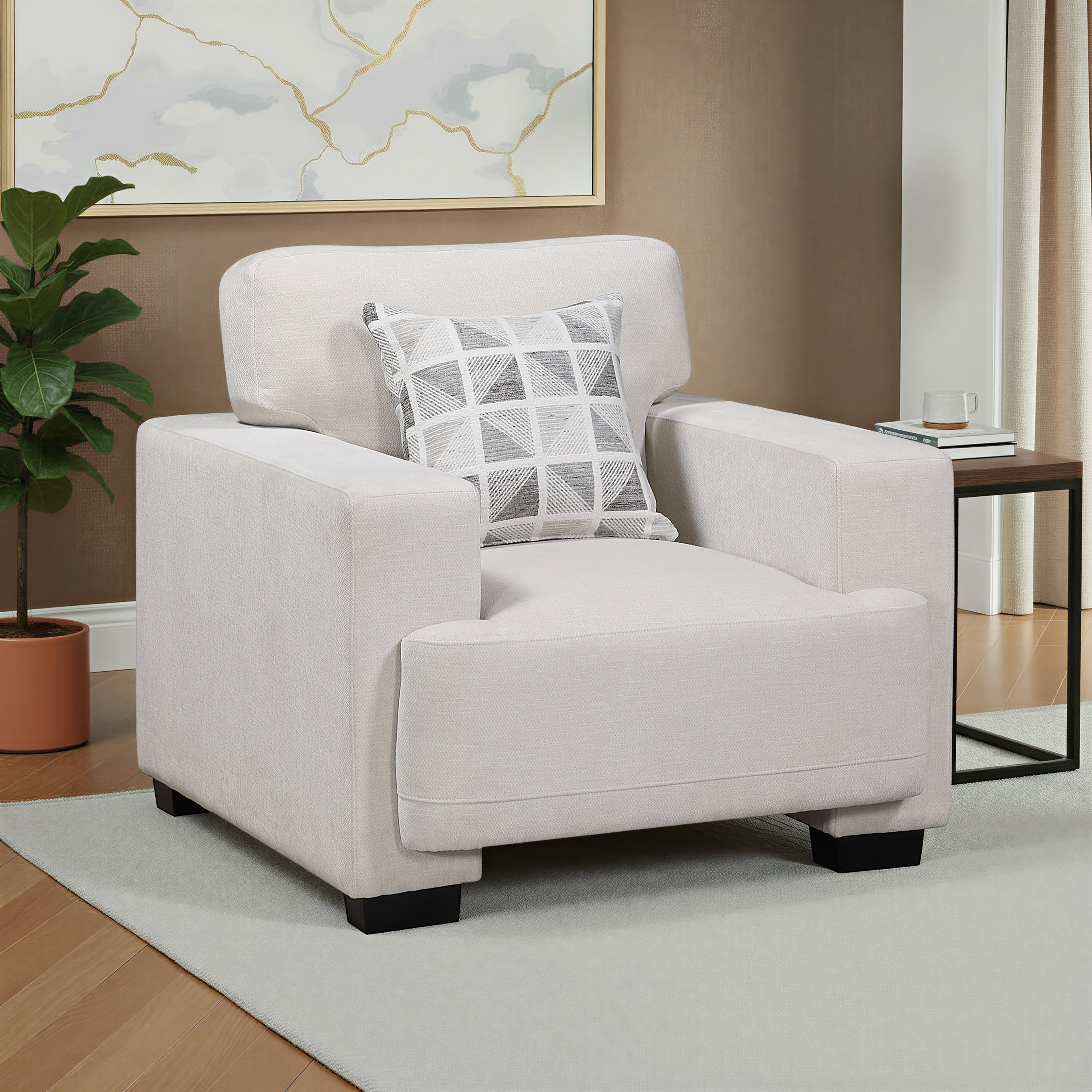 Orbis 39 Chenille Living Room Chair With One Decor Pillow