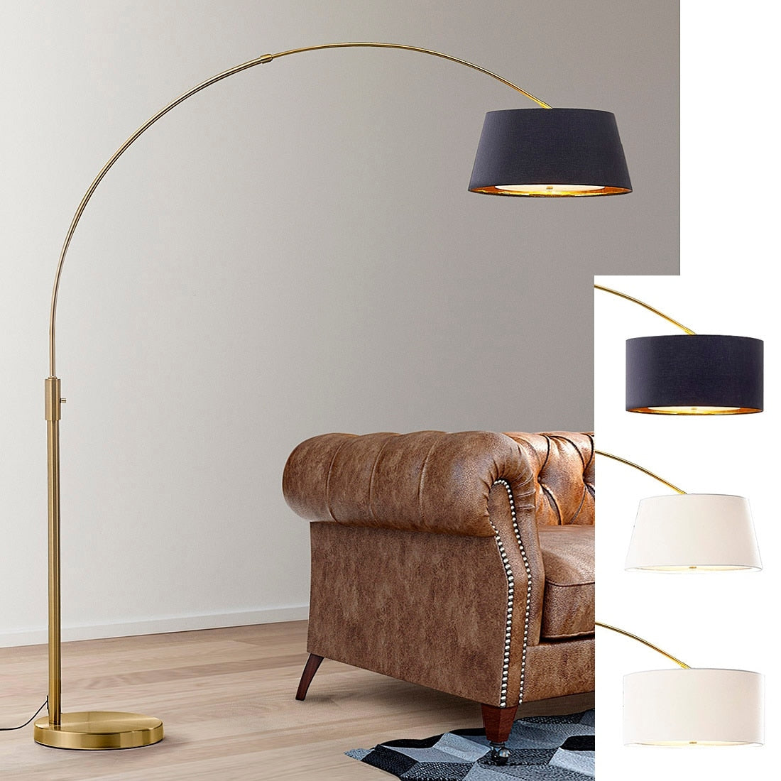 Orbita 81 H Led Dimmable Retractable Arch Floor Lamp Bulb Included Antique Brass Finish