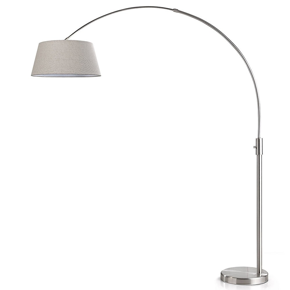 Orbita 82 Inch Brushed Nickle Retractable Arch Dimmable Floor Lamp With 15W Led Bulb And White Shade