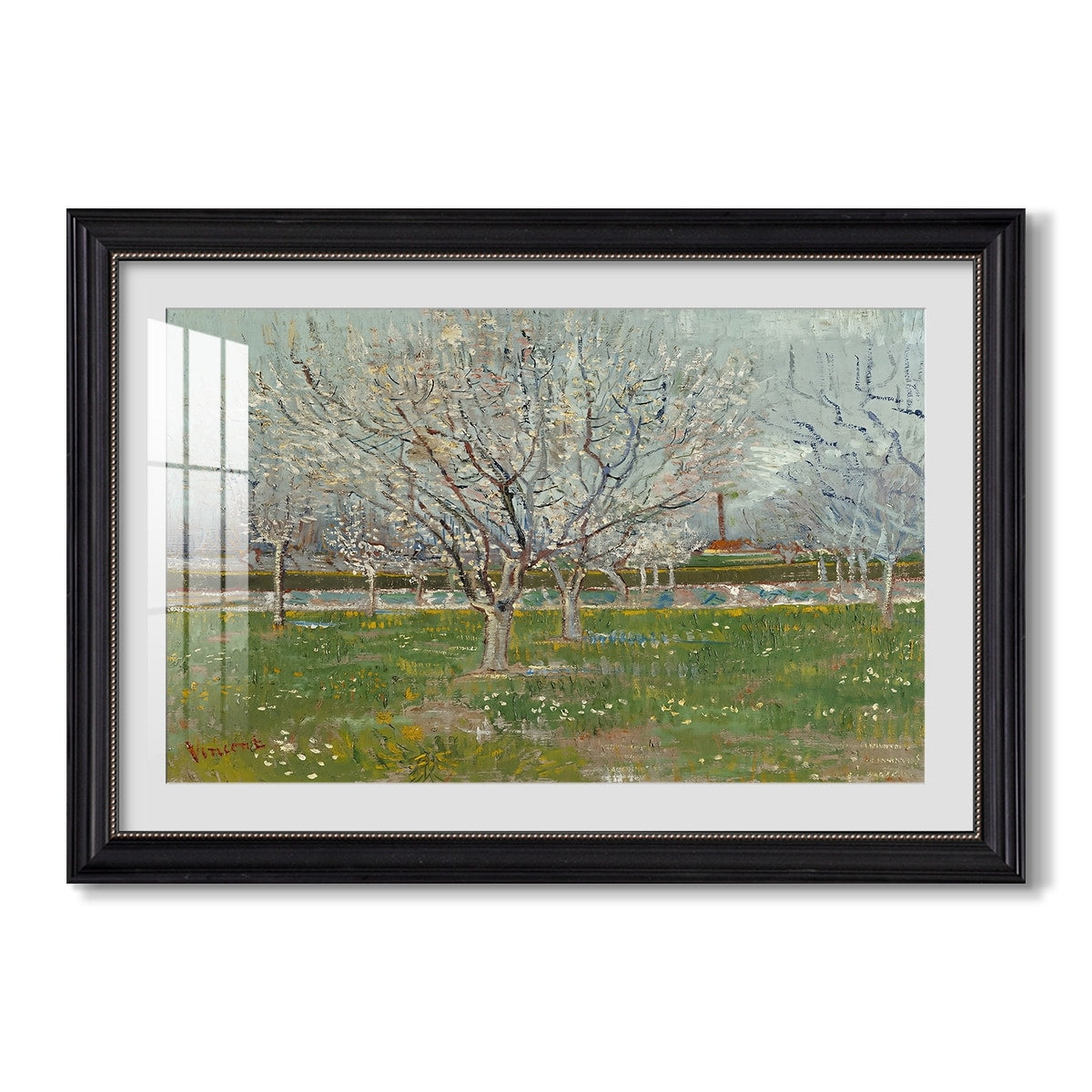 Orchard In Blossom 1888 Vincent Van Gogh Custom Framed Print