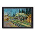 Orchard In Blossom Bordered By 1888 Vincent Van Gogh Custom Framed Canvas