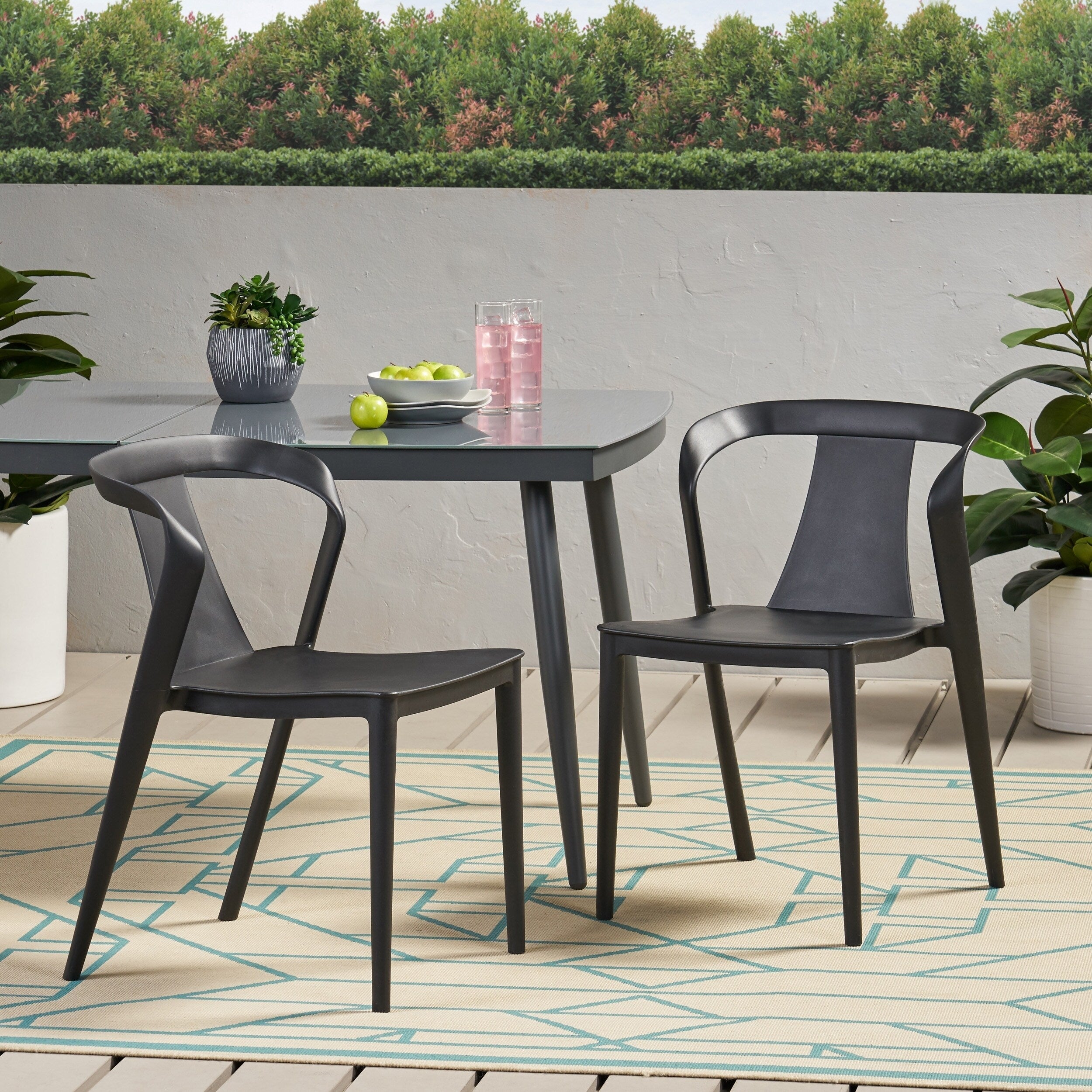 Orchid Outdoor Stacking Dining Chair Set Of 2 By Christopher Knight Home 21.50 W X 19.50 D X 30.50 H