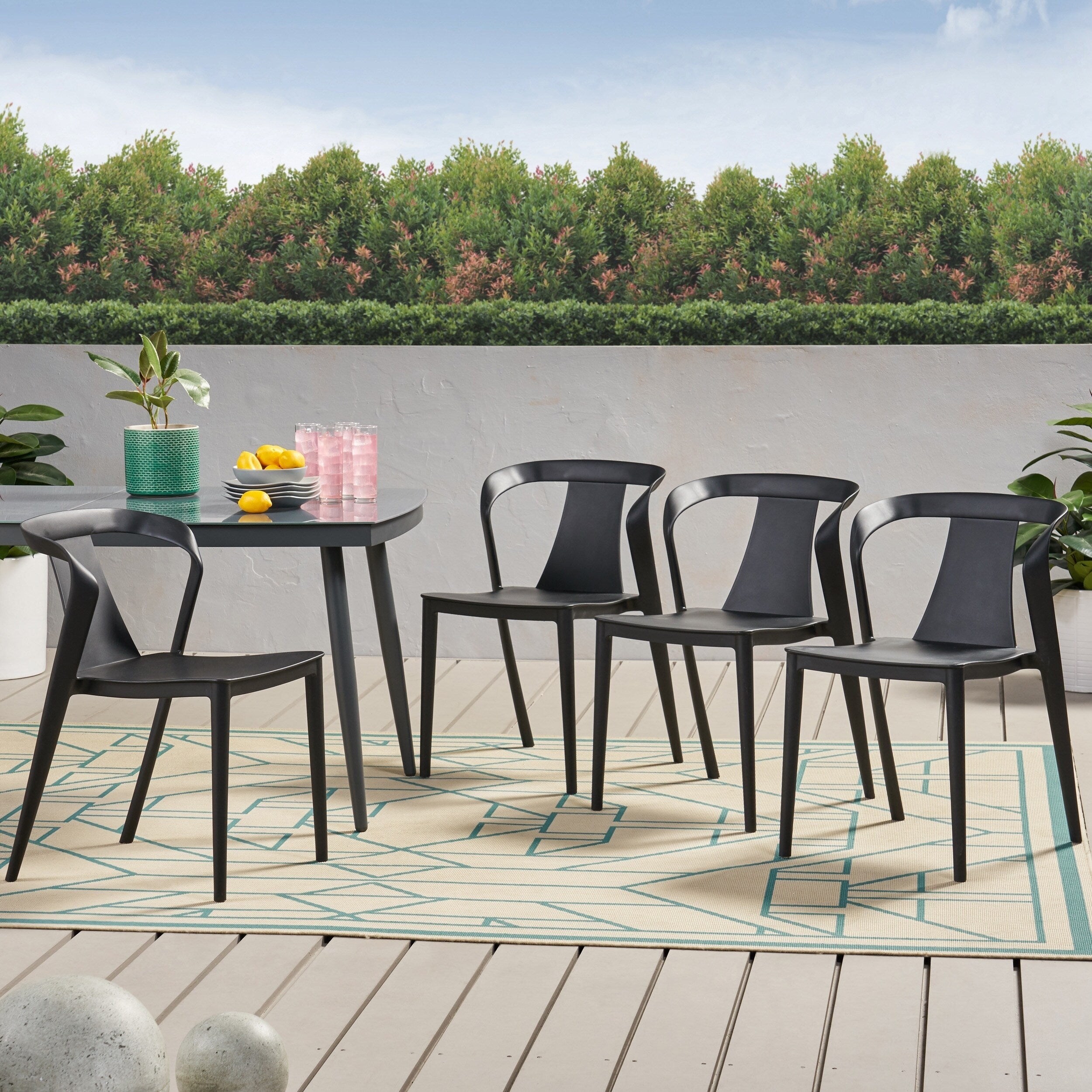 Orchid Outdoor Stacking Dining Chair Set Of 4 By Christopher Knight Home 21.50 W X 19.50 D X 30.50 H