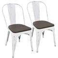 Lumisource Oregon Vintage White Steel And Espresso Wood Dining Chairs Set Of 2