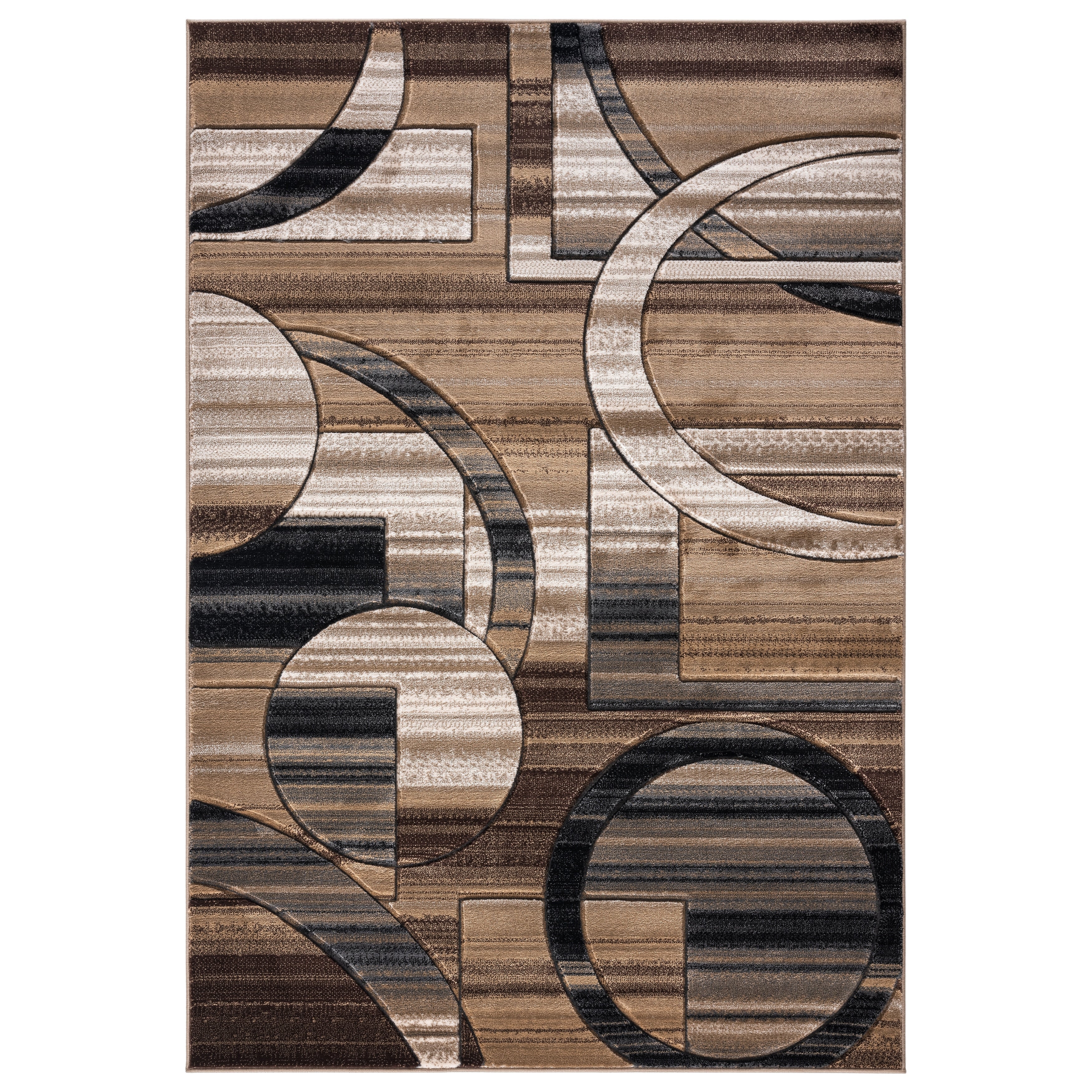 Orelsi Beige Brown Polyester Area Rug