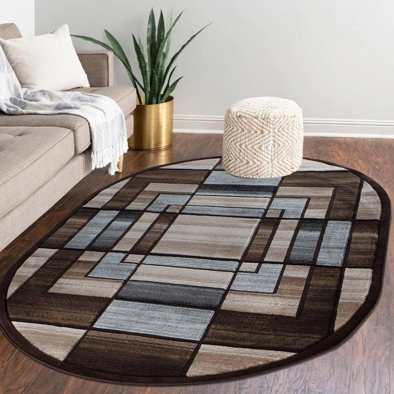 Orelsi Grey Red Polyester Area Rug