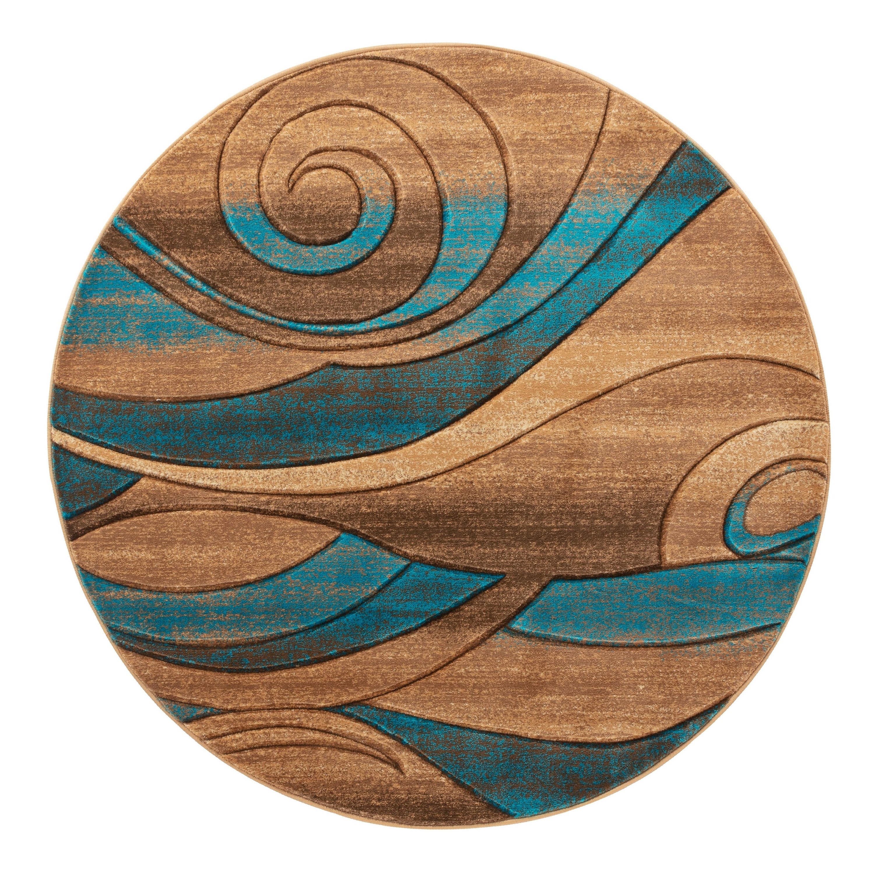 Orelsi Beige Brown Polyester Area Rug