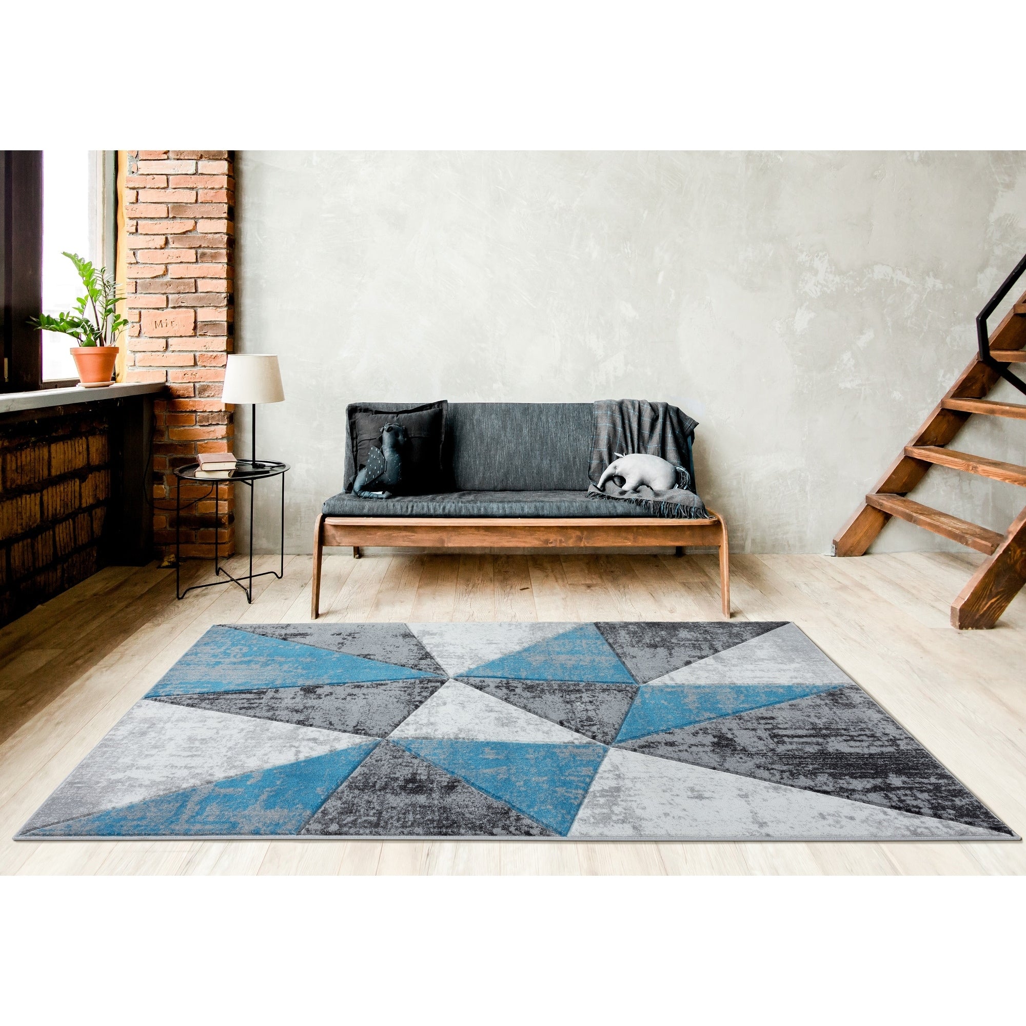 Orelsi Collection Grey Turquoise Area Rug