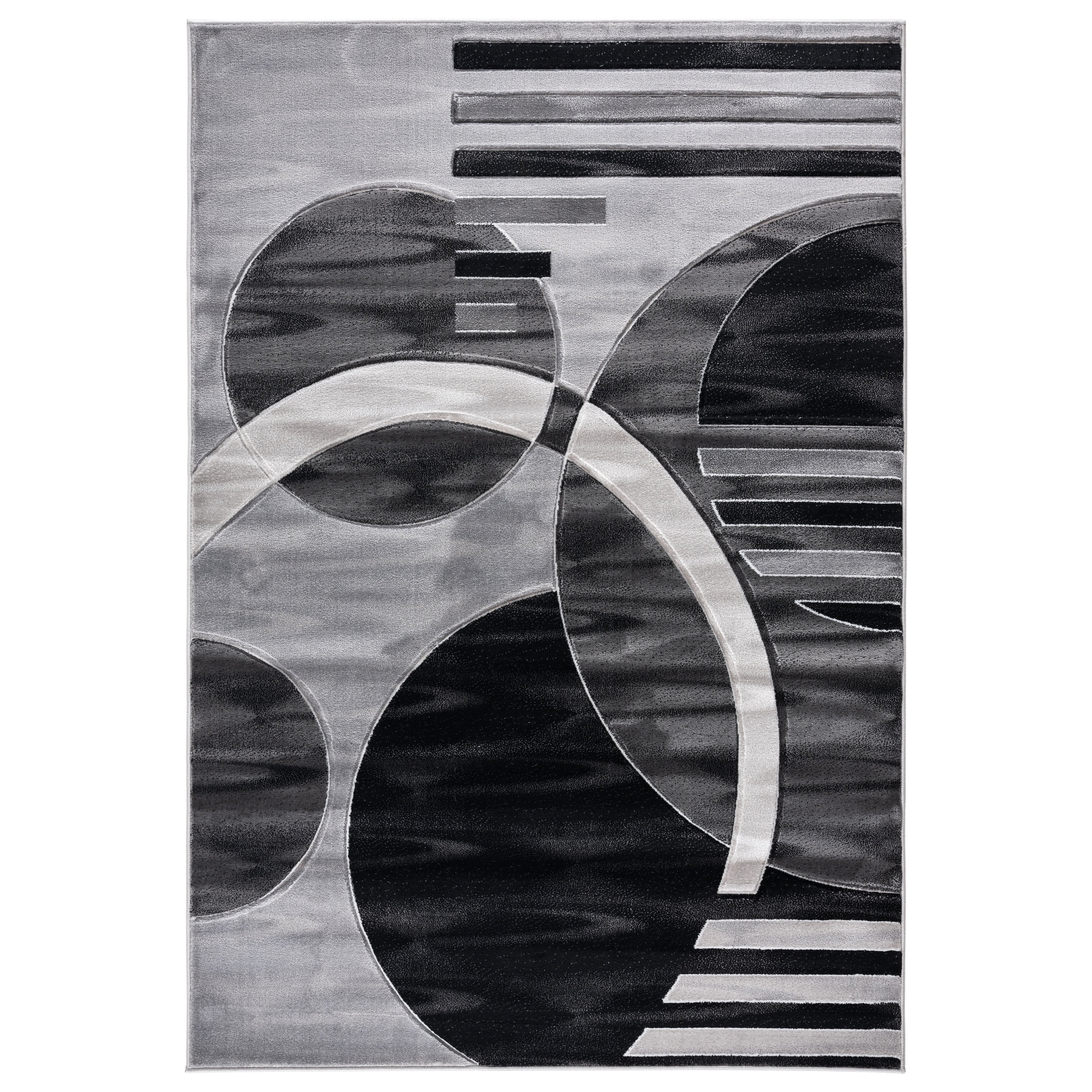 Orelsi Grey Black Polyester Area Rug