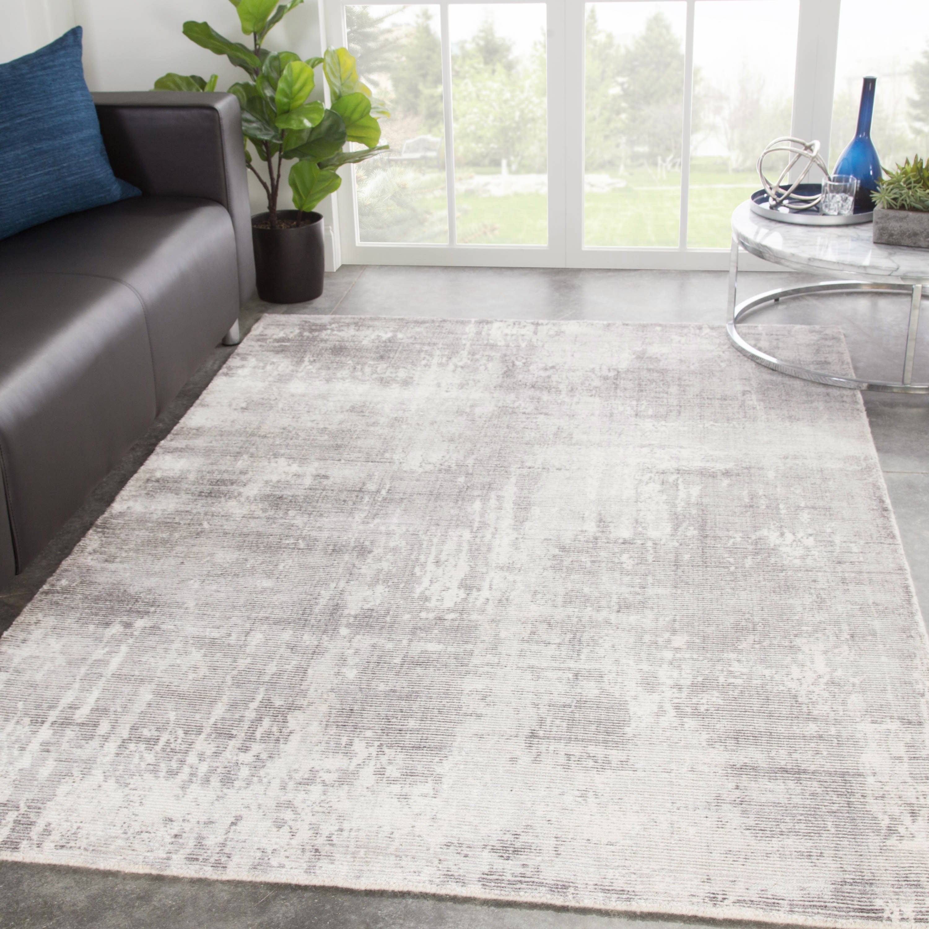 Orenda Handmade Abstract Light Gray White Area Rug 5X8