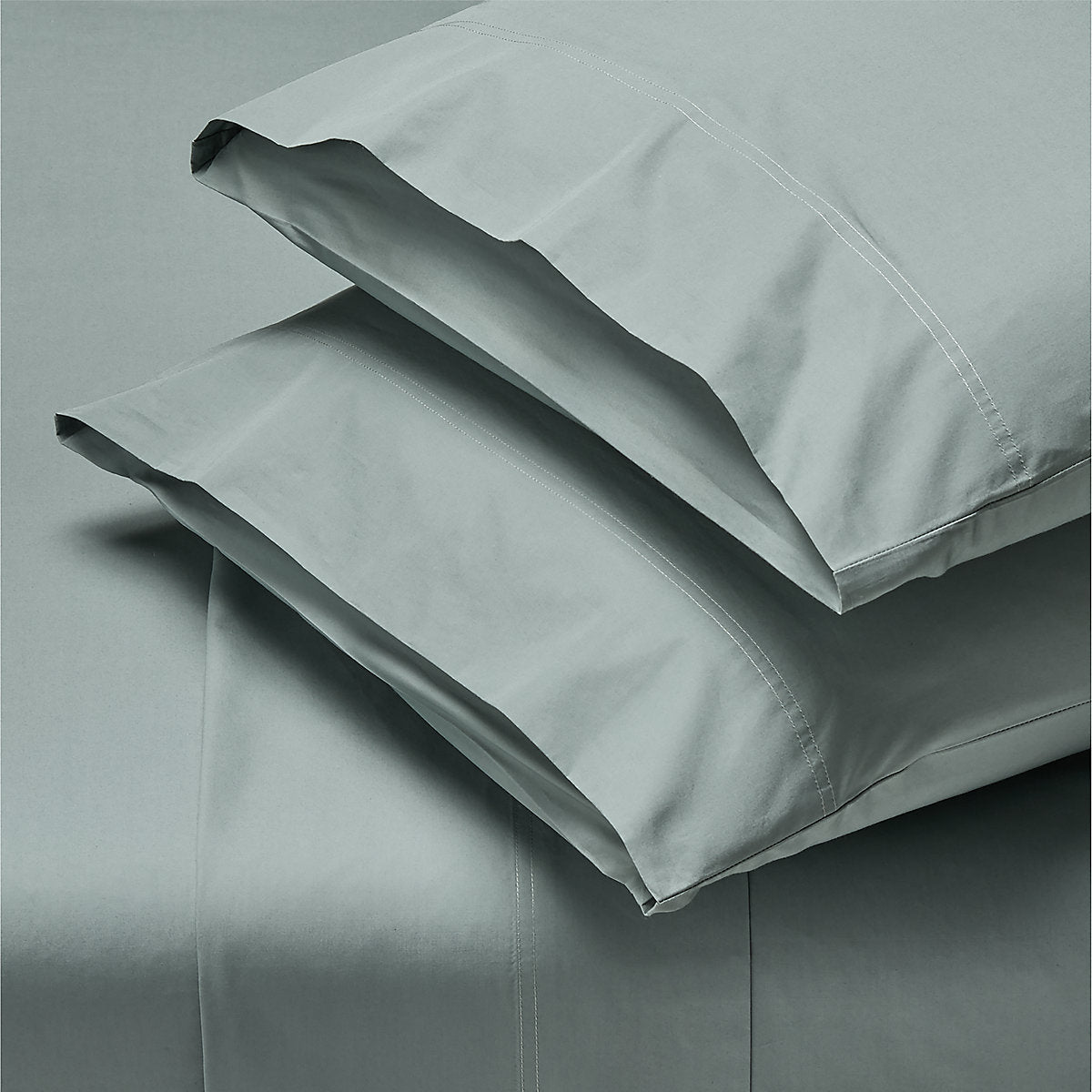Classic Organic Cotton Percale 400 Thread Light Teal Standard Pillowcases Set of 2