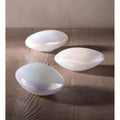 Organic Shaped Iridescent Glass Stones Set Of 3 White
