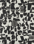 Organic Shapes Linen Fabric Swatch, Black and Ivory by Sarah Sherman Samuel