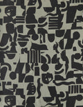 Organic Shapes Linen Fabric Swatch, Khaki and Black by Sarah Sherman Samuel