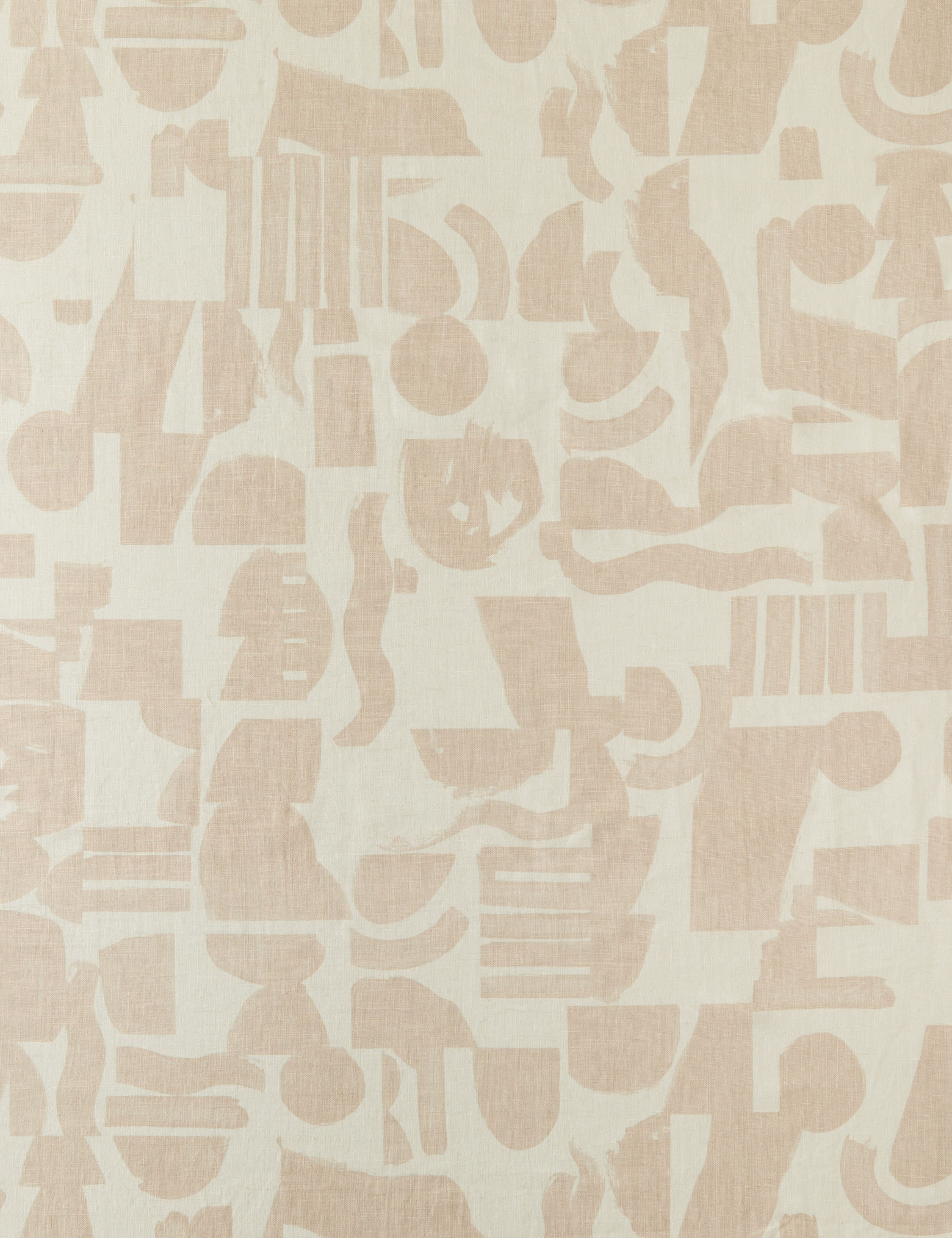 Organic Shapes Linen Fabric Swatch, Taupe and Ivory by Sarah Sherman Samuel
