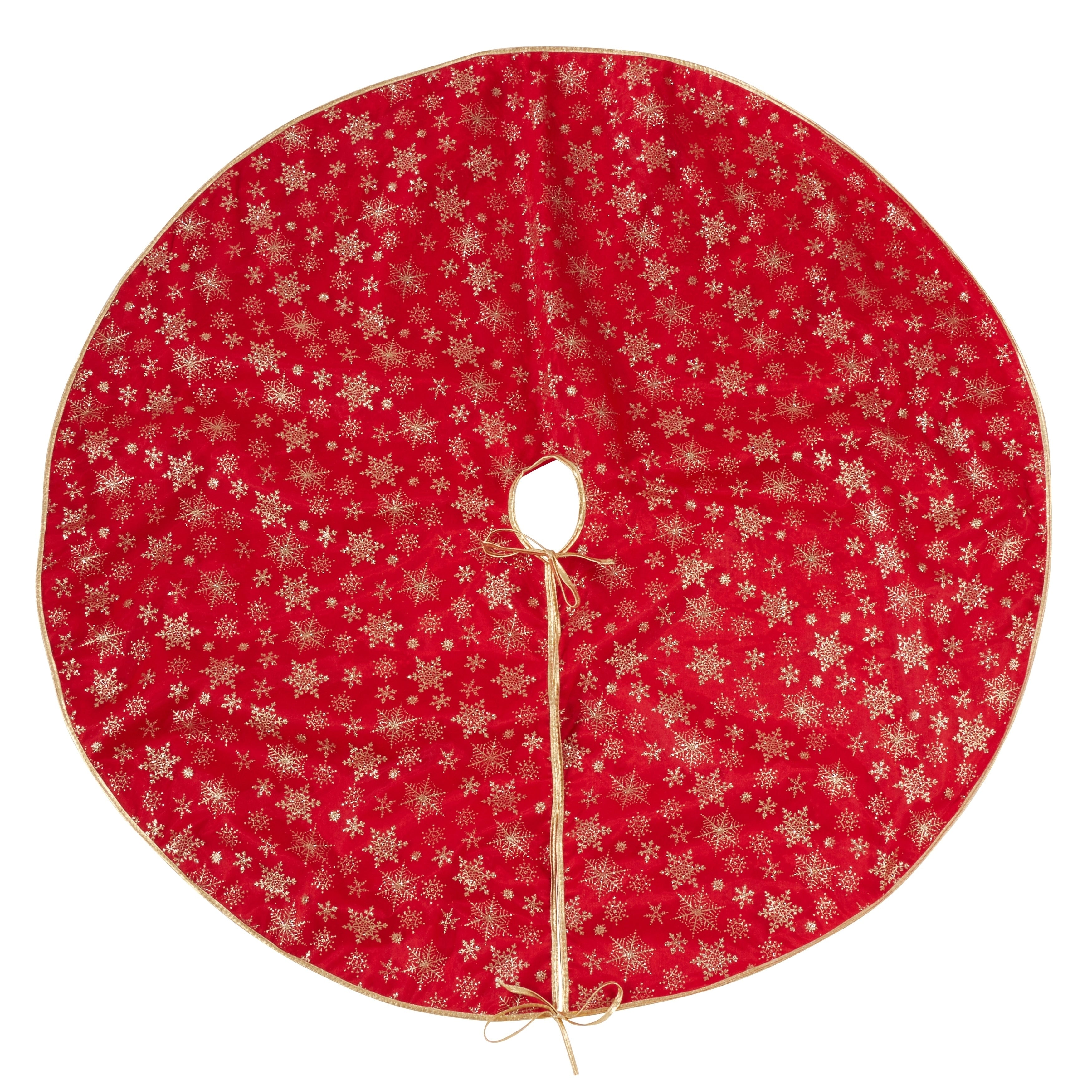 Organza Christmas Tree Skirt With Gold Snowflakes