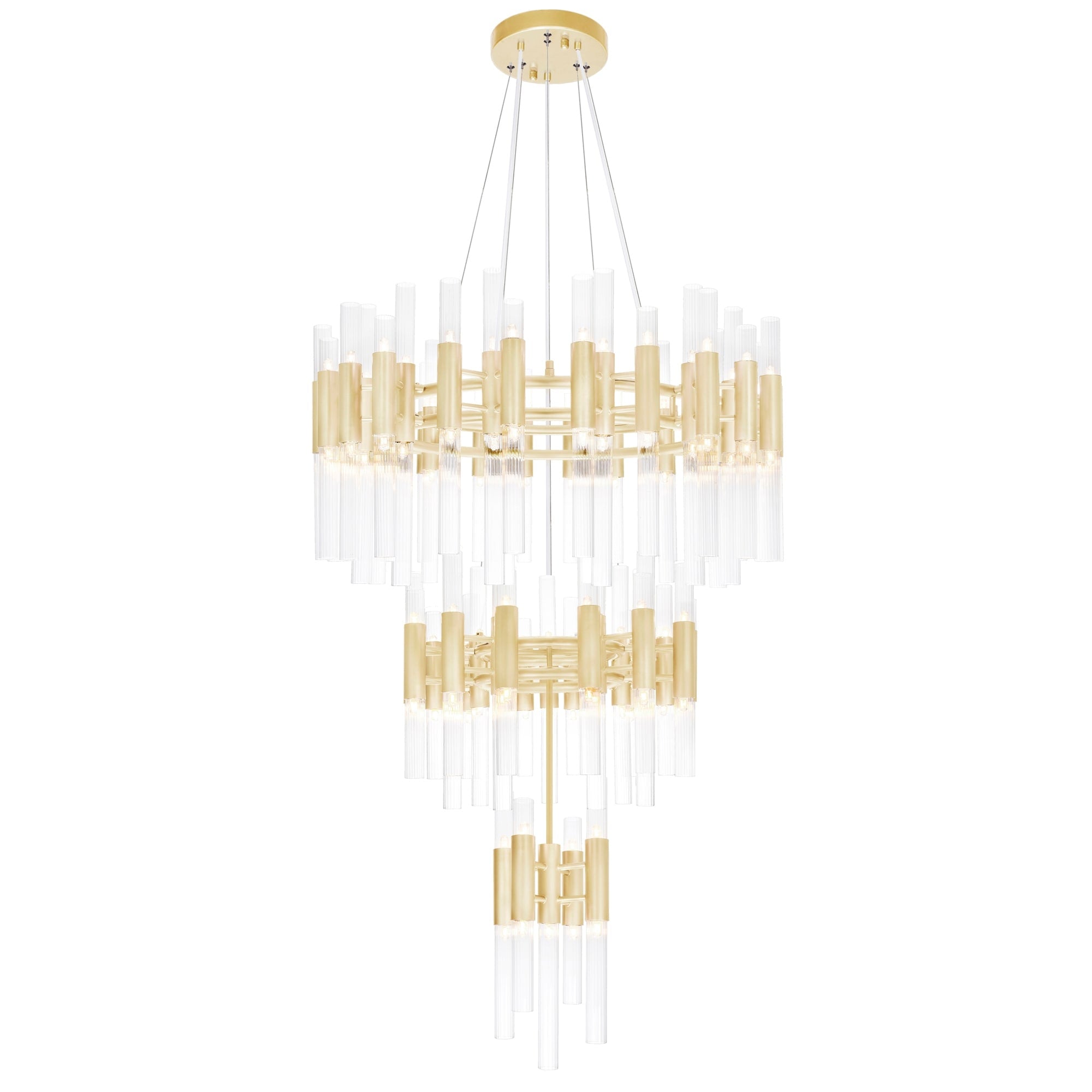 Orgue 123 Light Chandelier With Brass Finish 32 In