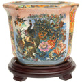 Oriental Furniture 10 Satsuma Peacock Porcelain Flower Pot